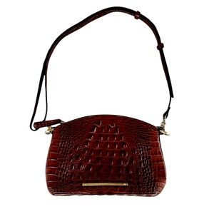 Brahmin mini Duxbury Crossbody bag, crocodile embossed leather in burgundy.